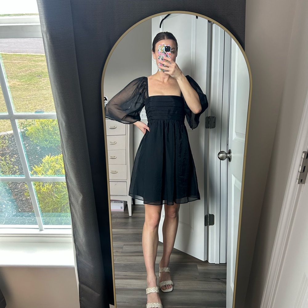 Elegant Black Flutter Sleeve Dress